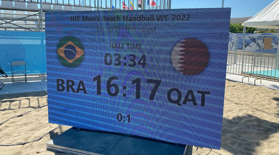 The half-time scoreboard from BRA-QAT at Greece 2022