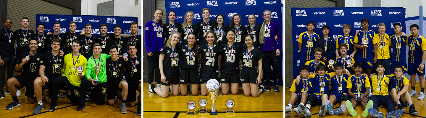 The three gold-medal teams at the 2022 USA Team Handball College and Youth National Championships