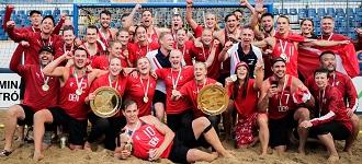 Denmark celebrate historic Beach Handball EURO titles