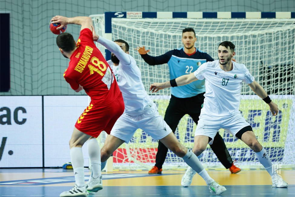 North Macedonia player attacking