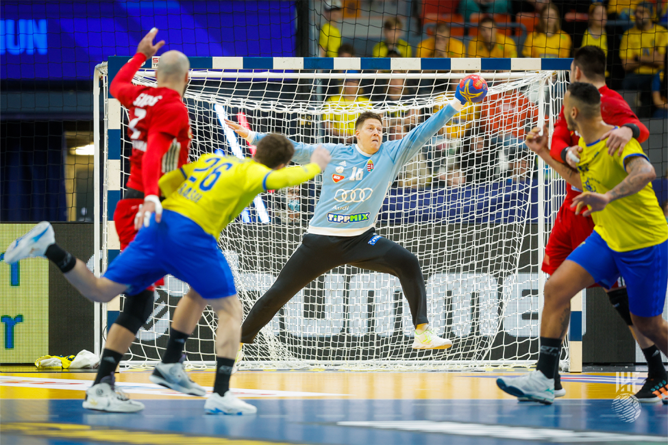 Hungary goalkeeper saving a goal