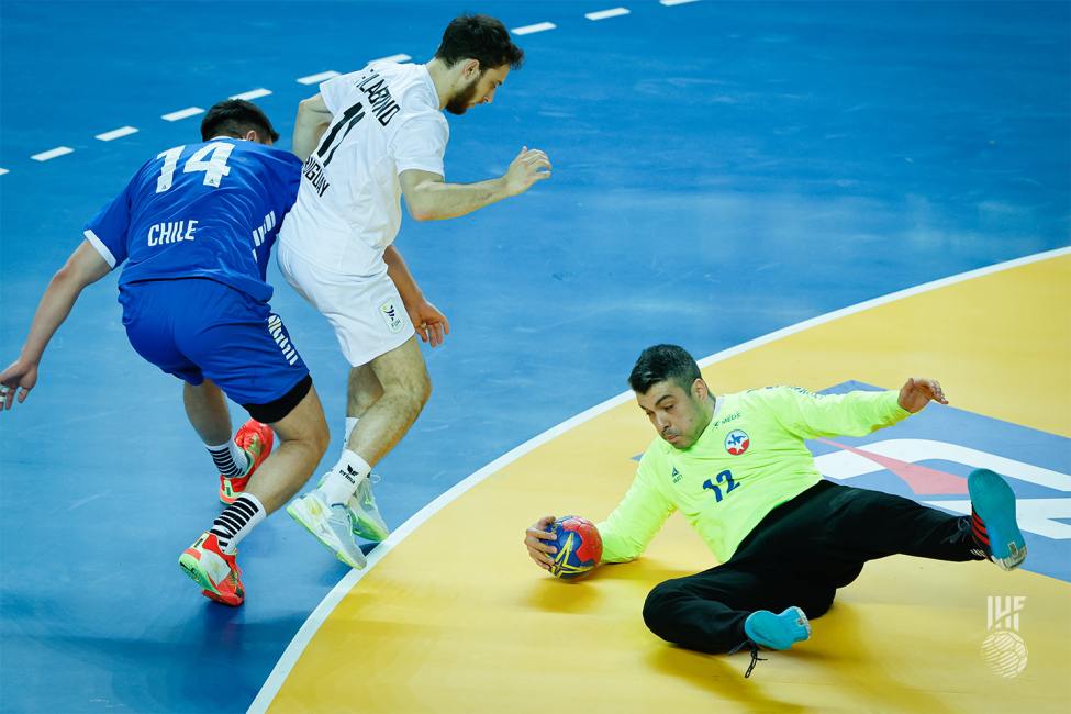 Chile goalkeeper catching the ball