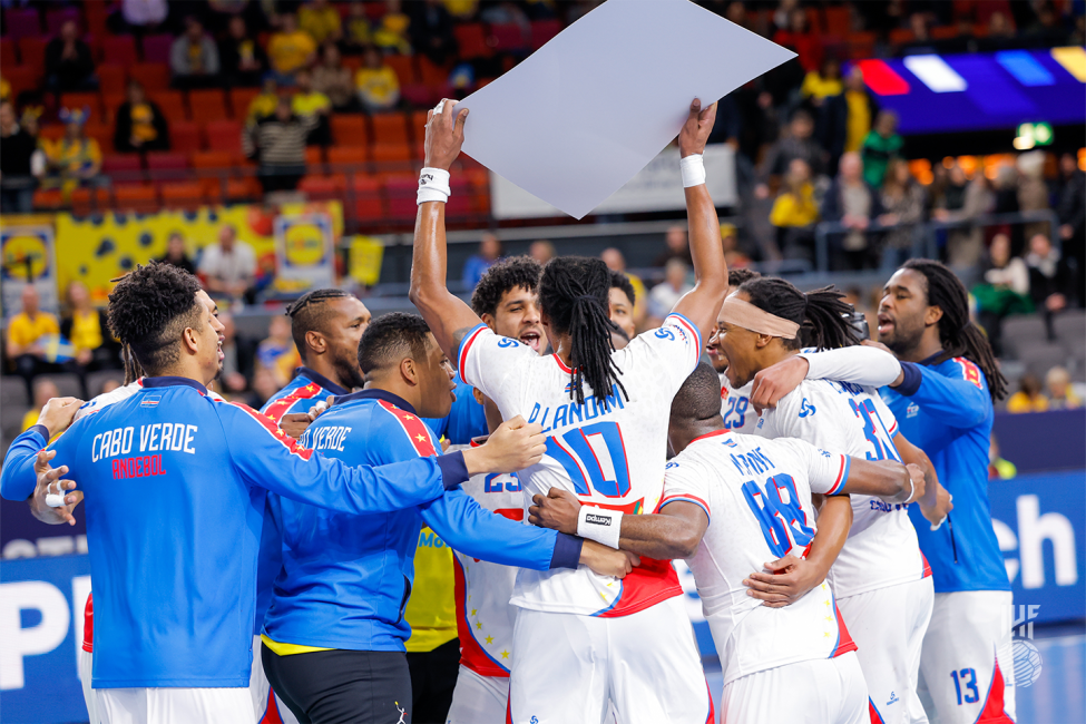 Cape Verde team celebrating after the match