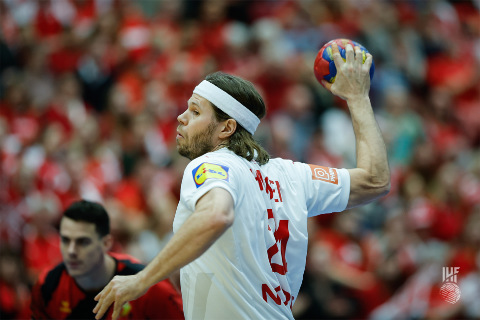 Denmark player ready to execute a throw