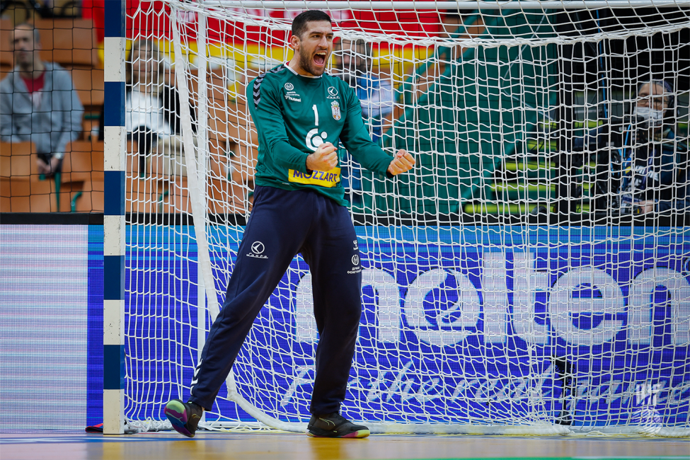 Serbia goalkeeper celebrating