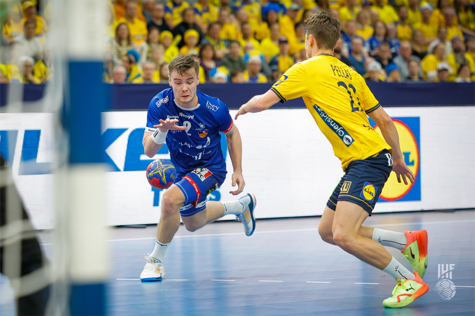 Iceland player dribbling