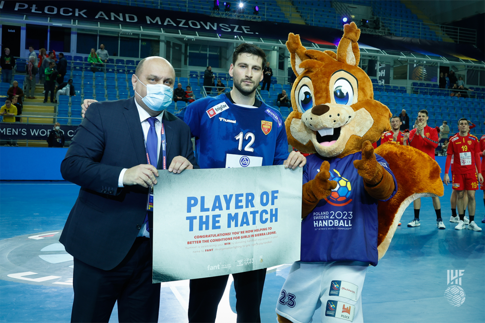 Player of the match award to North Macedonia's goalkeeper