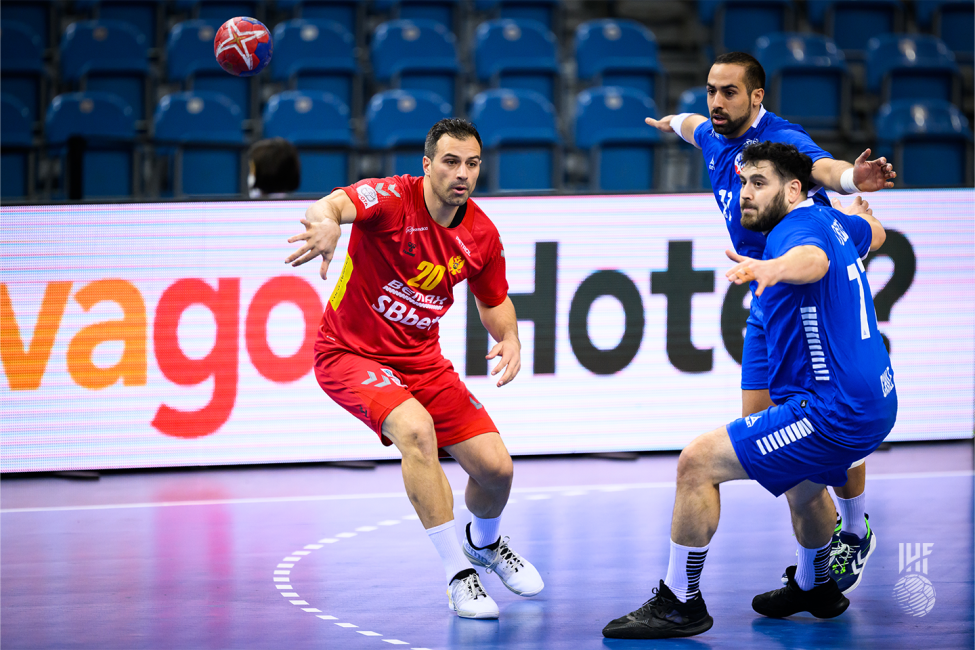 Montenegro player passing the ball