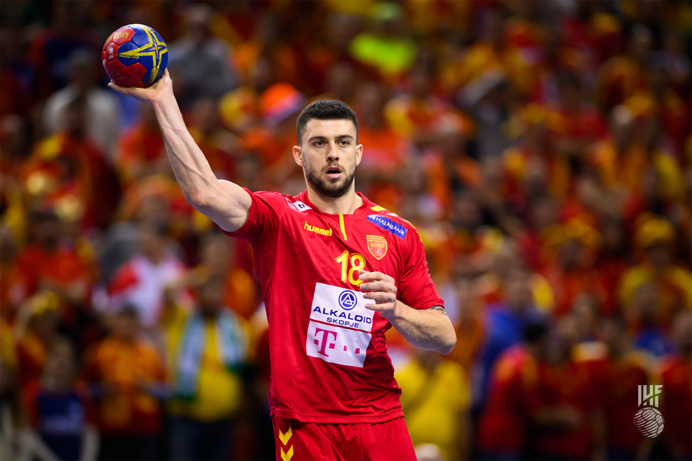 North Macedonia player ready to pass the ball