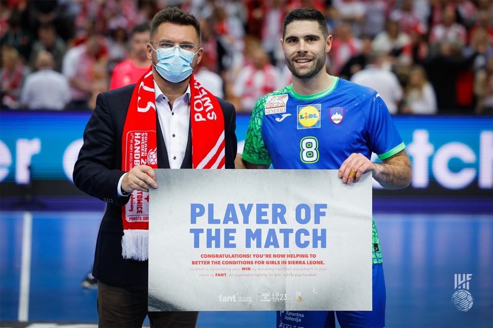 Player of the match award to Slovenia's player