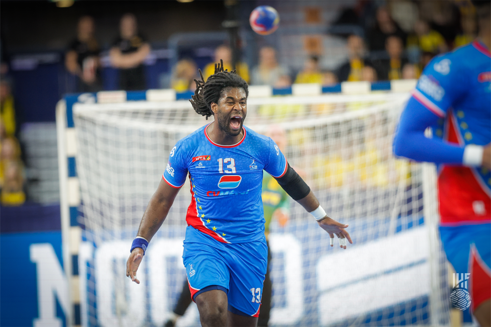 Cape Verde player celebrating 