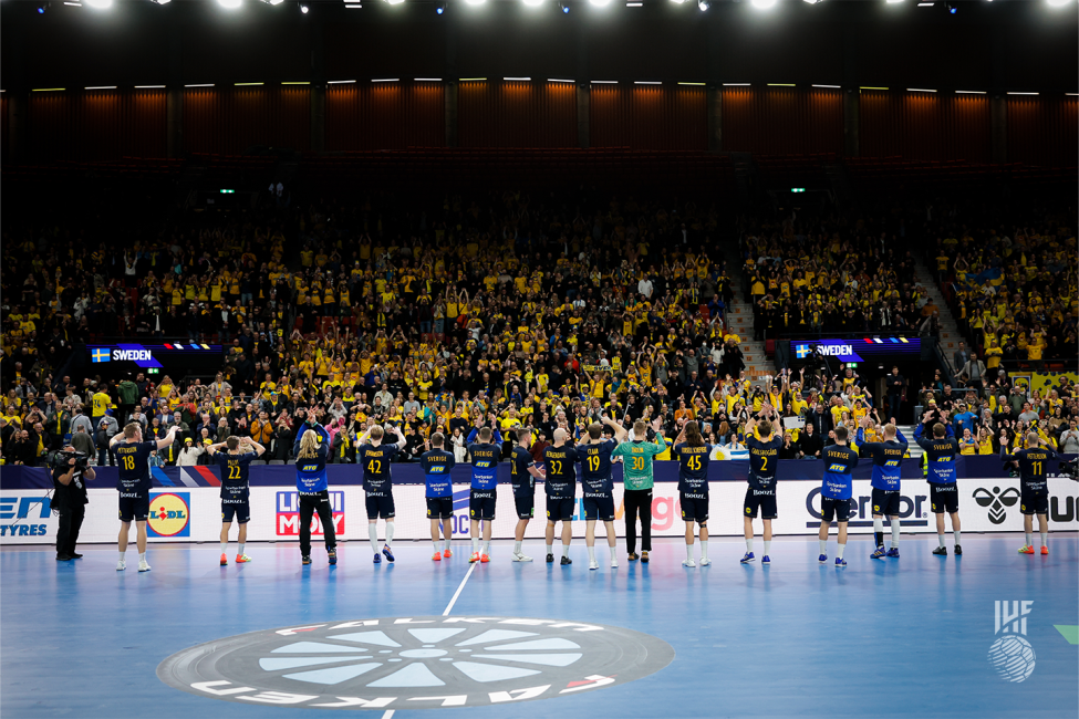 Sweden team celebrating with their fans