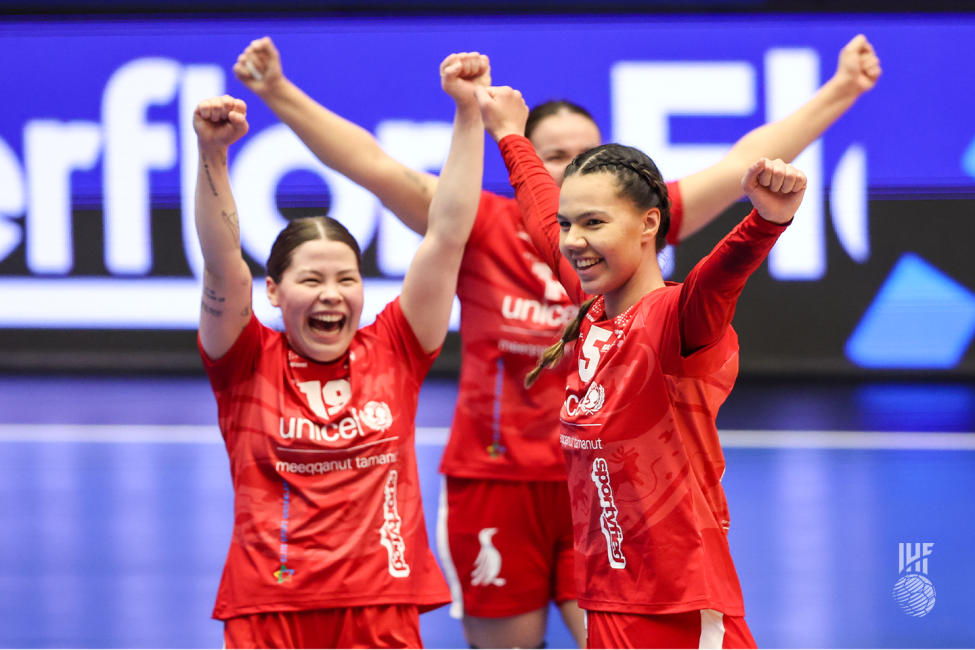 Greenland players celebrating