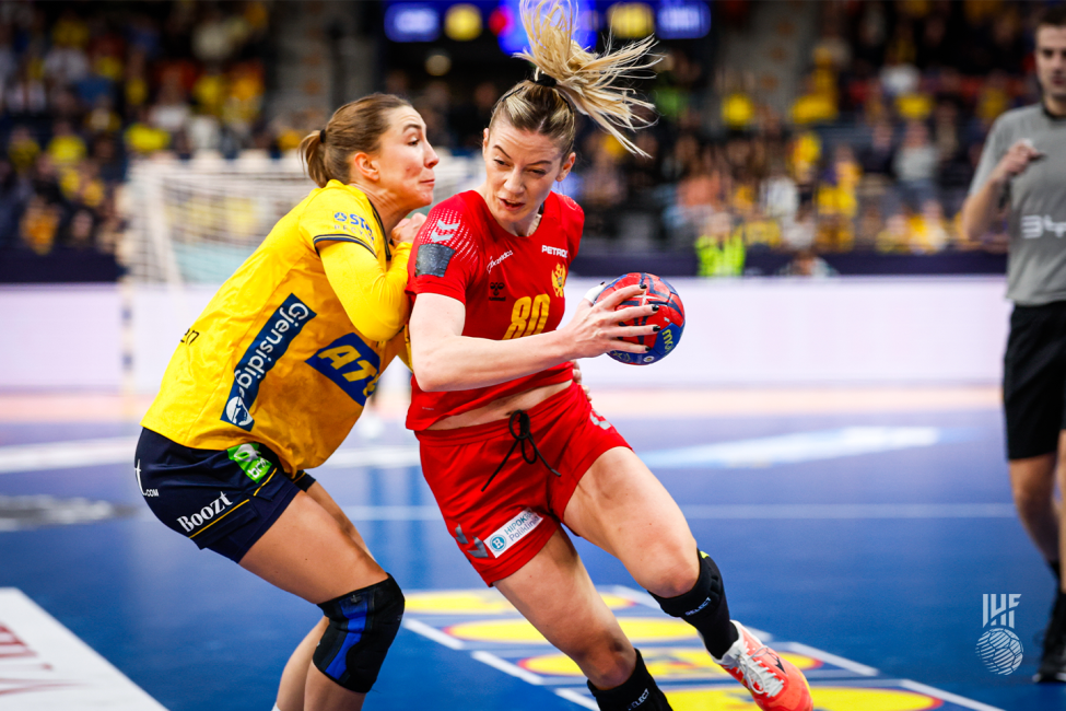 Montenegro player attacking