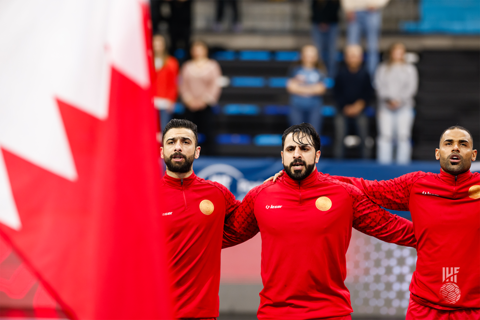 Bahrain line-up during anthem