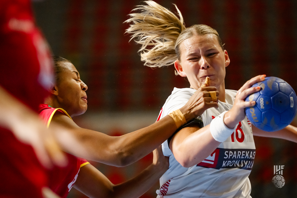 Denmark player attacking