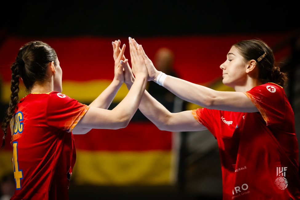 Romania players celebrating