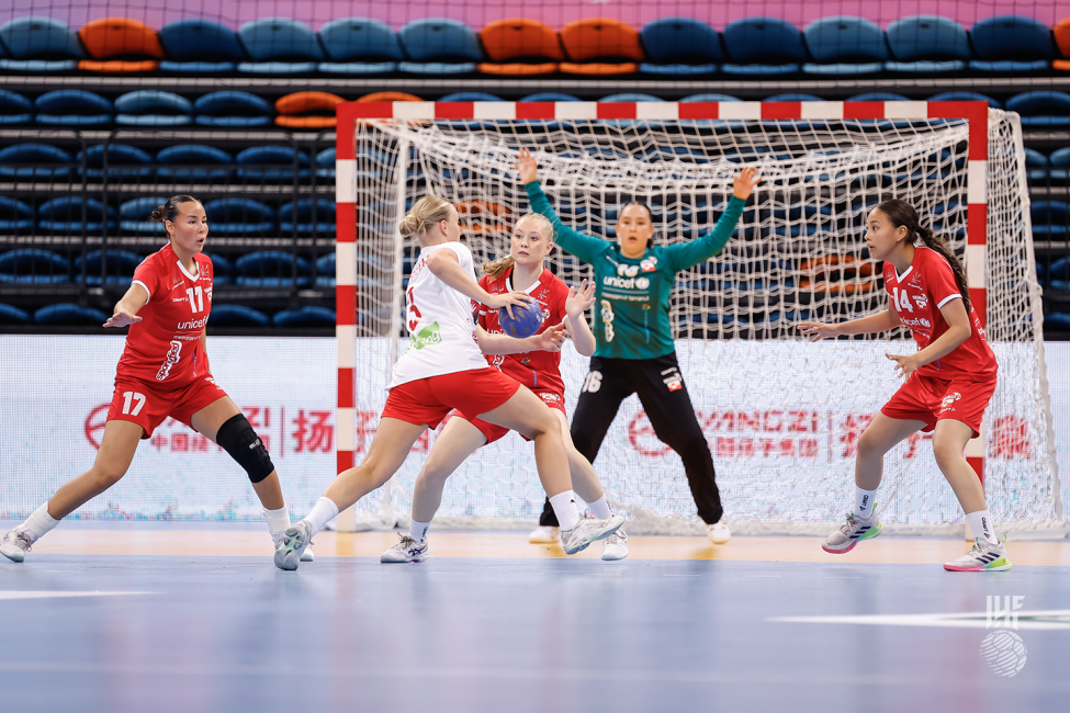 Denmark player attacking