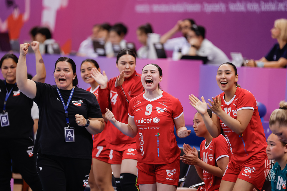 Greenland players celebrating
