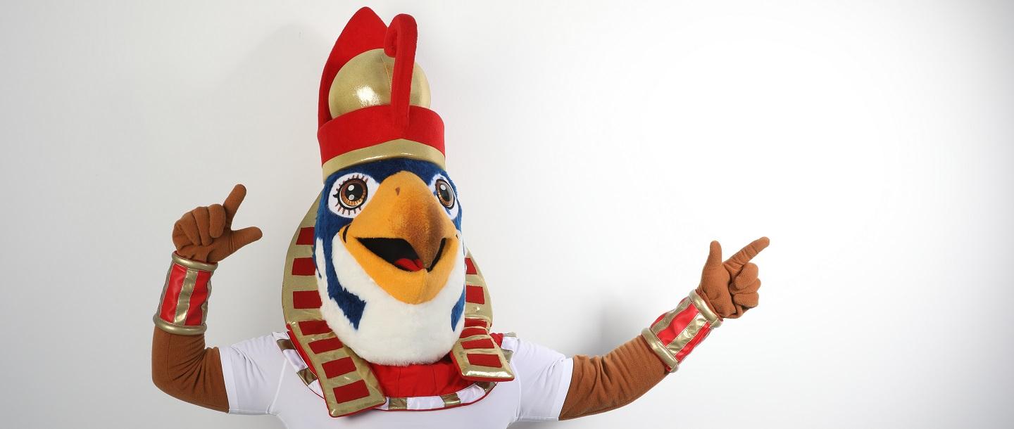 Egypt 2021 mascot Horus a symbol of power, strength and ancient Egypt