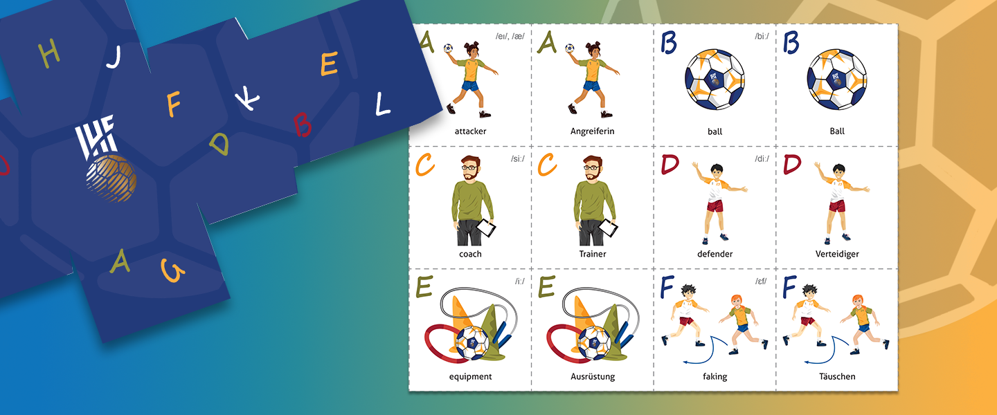 Seven different games with IHF ABC Handball Cards for kids